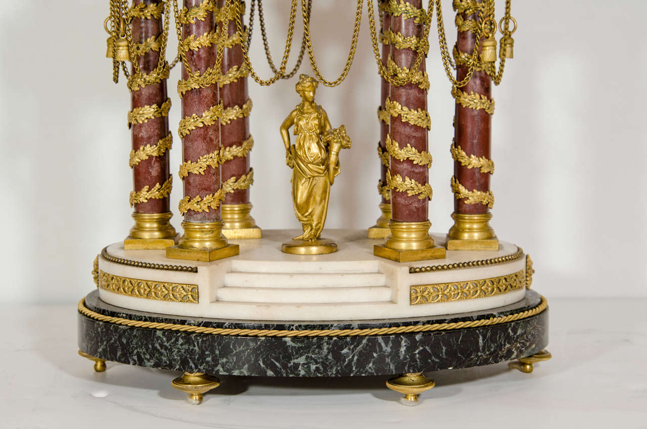 Bronze French 19th Century Louis XVI Style Marble and Ormolu Clock, By E. Lemoine For Sale