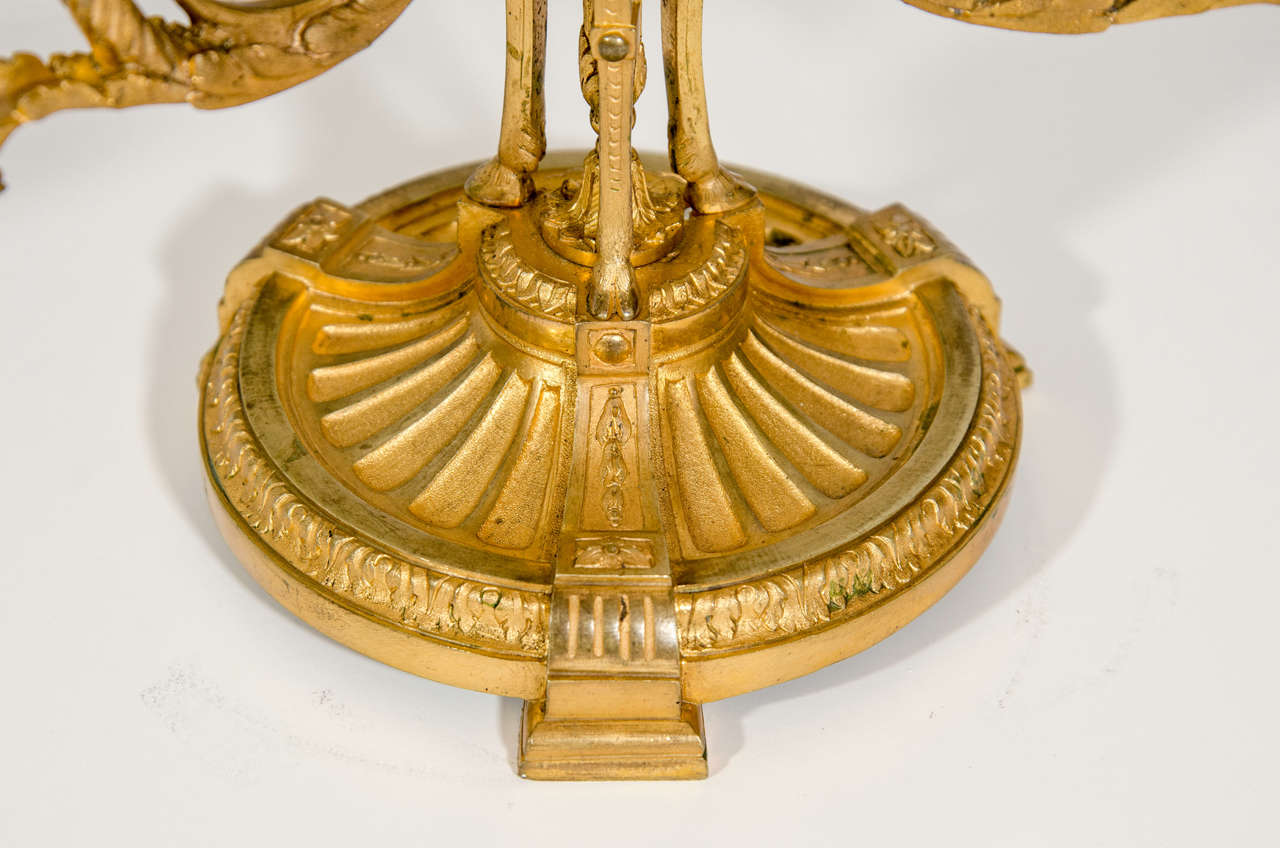 Pair Antique French Louis XVI Gilt Bronze Bouillotte Lamps, 19th Century For Sale 1