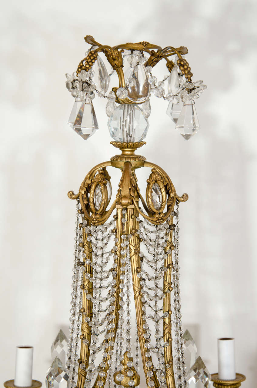 Pair French Louis XVI Gilt Rbonze & Crystal Baccarat Candelabras, 19th Century In Good Condition For Sale In New York, NY