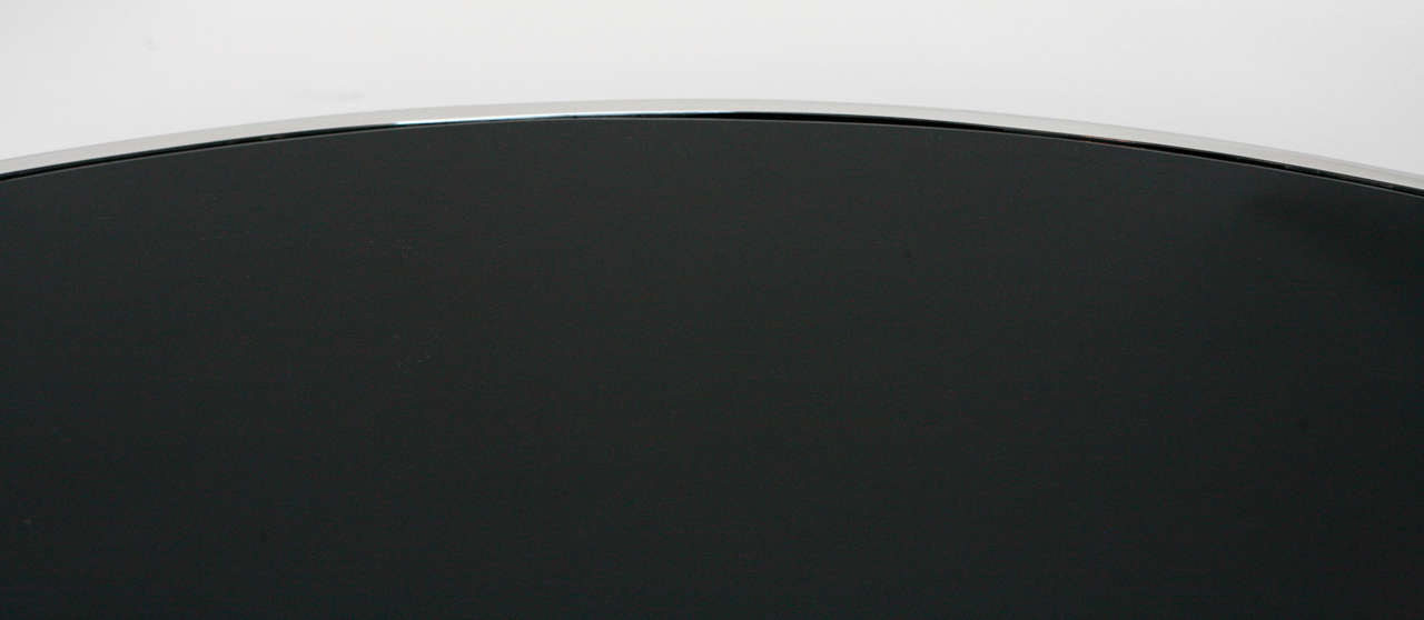American Round Black Glass and Chrome Pedestal Table