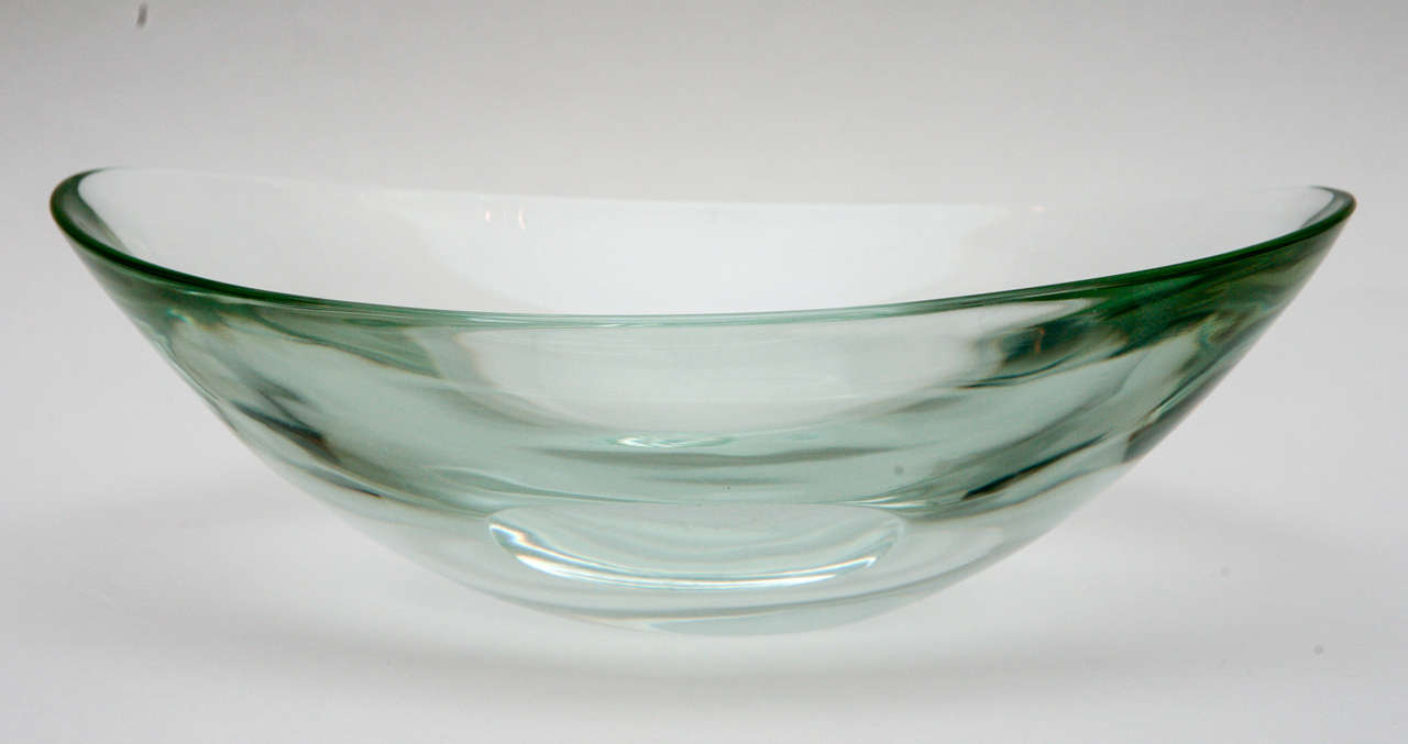 Oval Glass Bowl by Fontana Arte In Excellent Condition In Palm Desert, CA