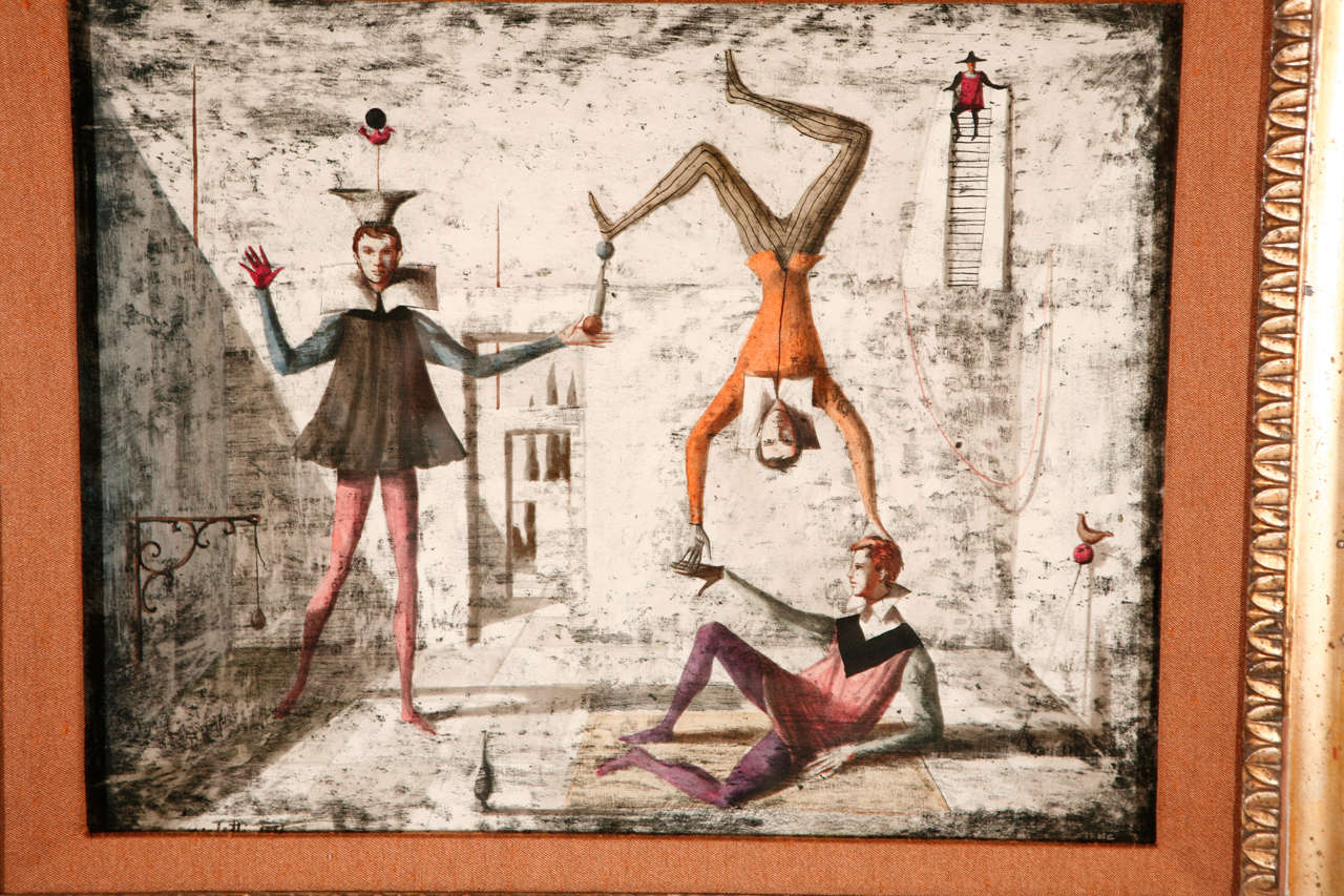 Italian Pair of Surrealist Paintings by Giorgio Perfetti