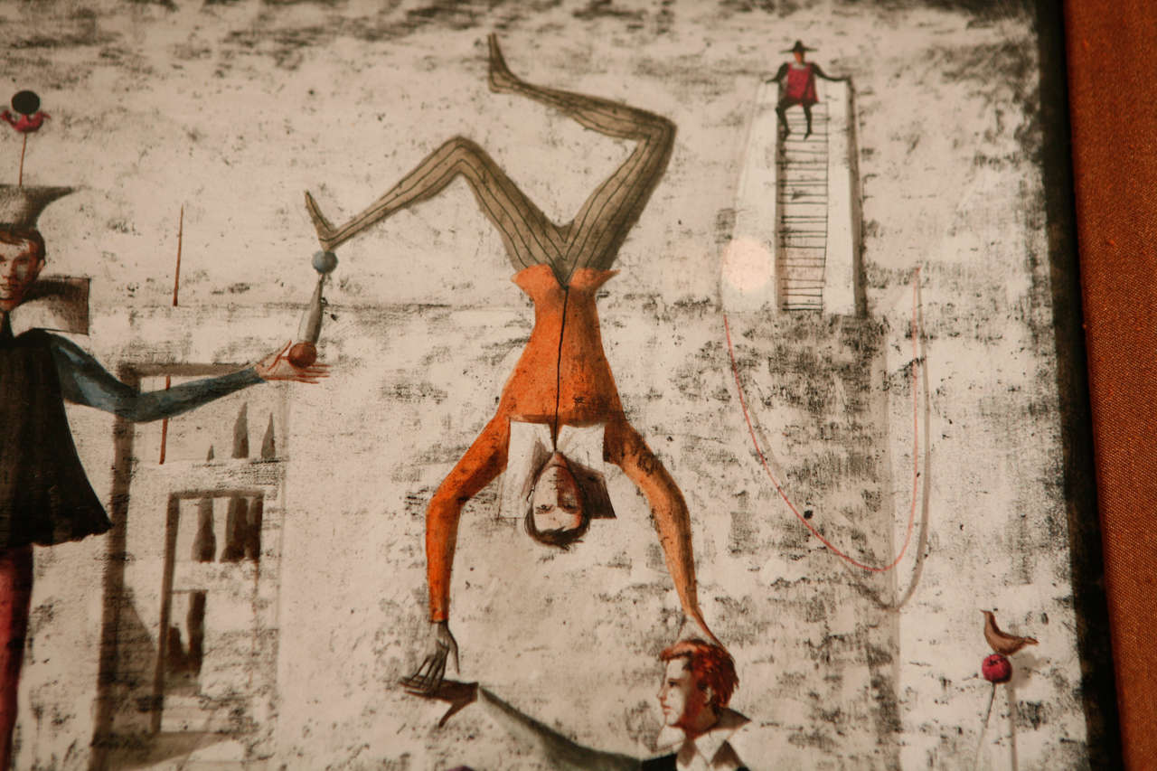 Mid-20th Century Pair of Surrealist Paintings by Giorgio Perfetti