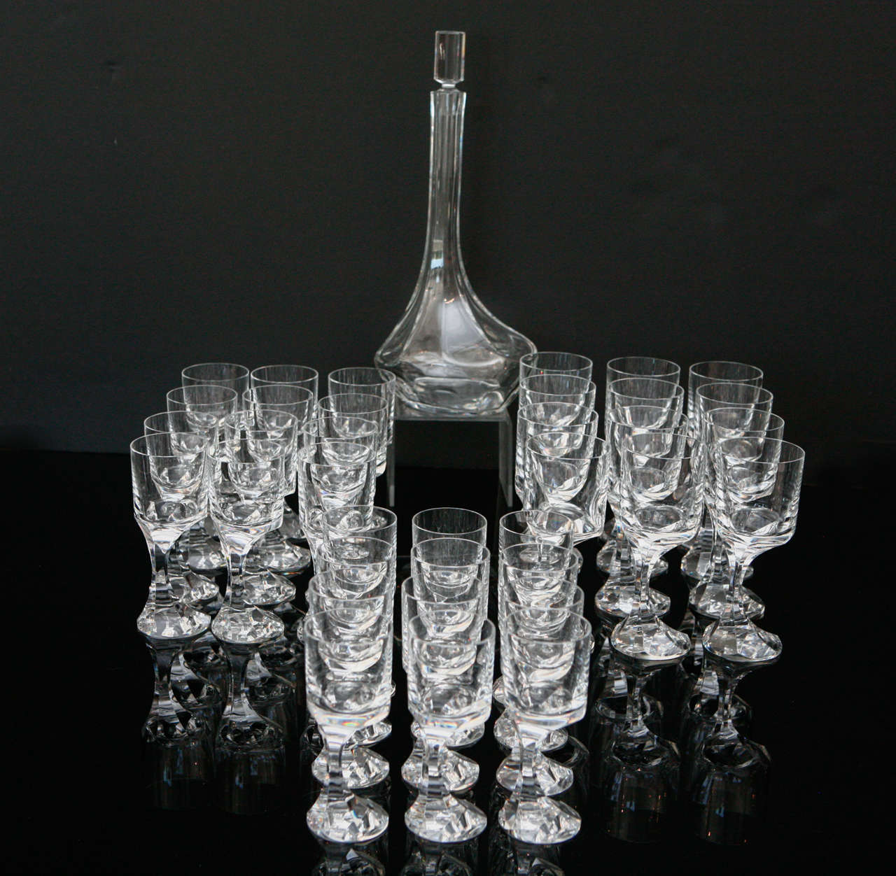 36 Pieces "Narcisse" Crystal Stemware with Decanter by Baccarat at