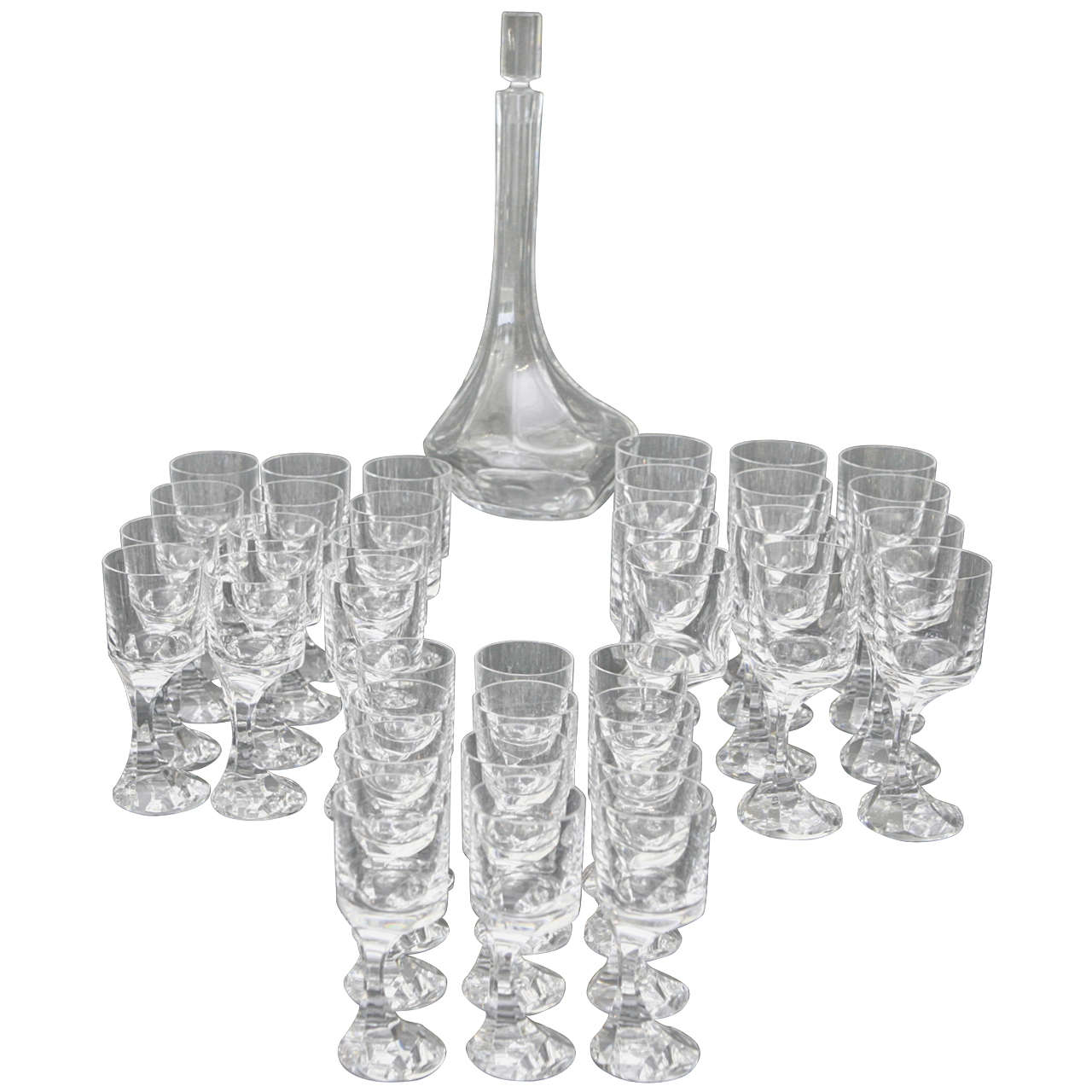 36 Pieces "Narcisse" Crystal Stemware with Decanter by Baccarat at