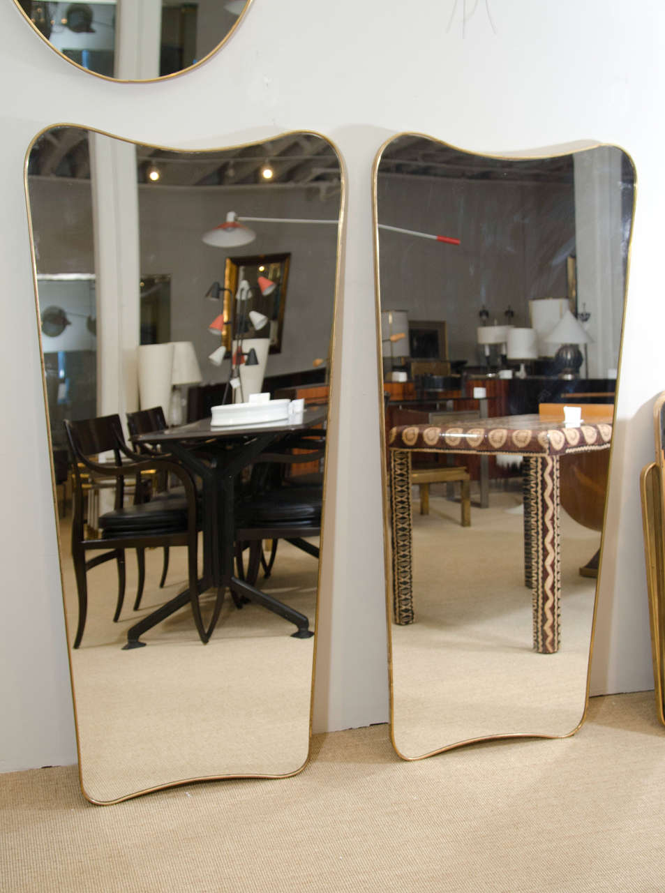 Pair of Large Elegant Gio Ponti Brass Framed Mirrors 