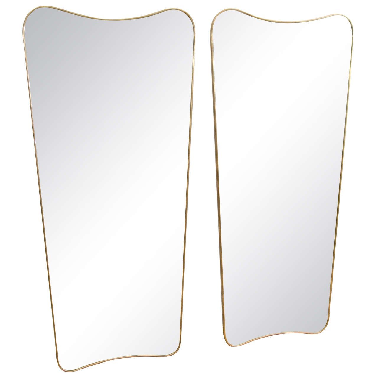 Pair of Gio Ponti Brass Framed Mirrors