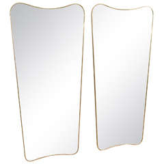 Pair of Gio Ponti Brass Framed Mirrors