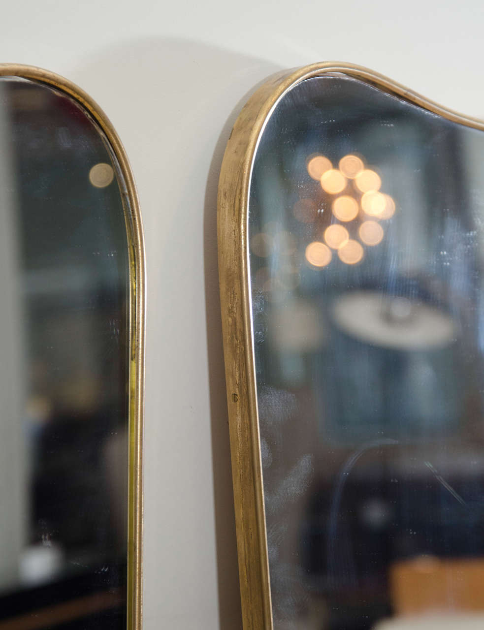 Italian Pair of Gio Ponti Brass Framed Mirrors
