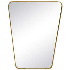 Italian Modernist 1950s Brass Framed Mirror