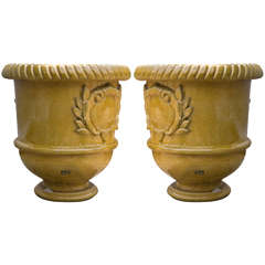 Yellow Glazed Terra Cotta Planters 7