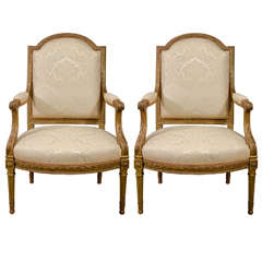 Pair of Louis XVI Giltwood Fauteuil's