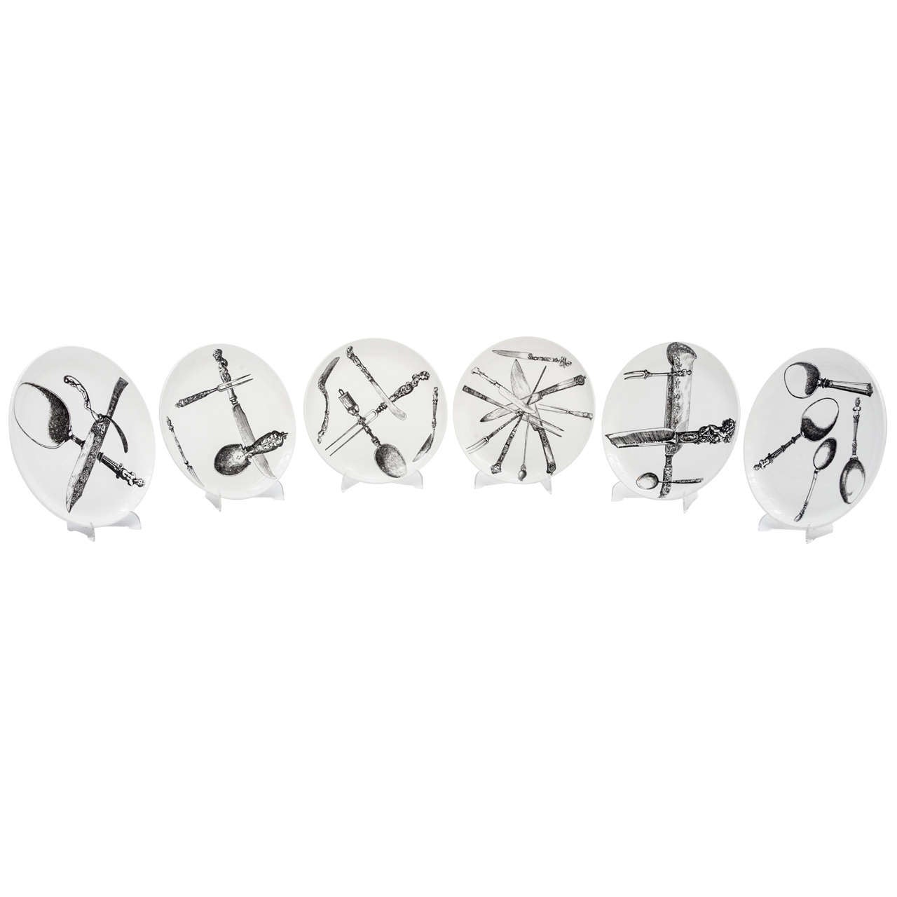 Early Set of Six Plates by Piero Fornasetti