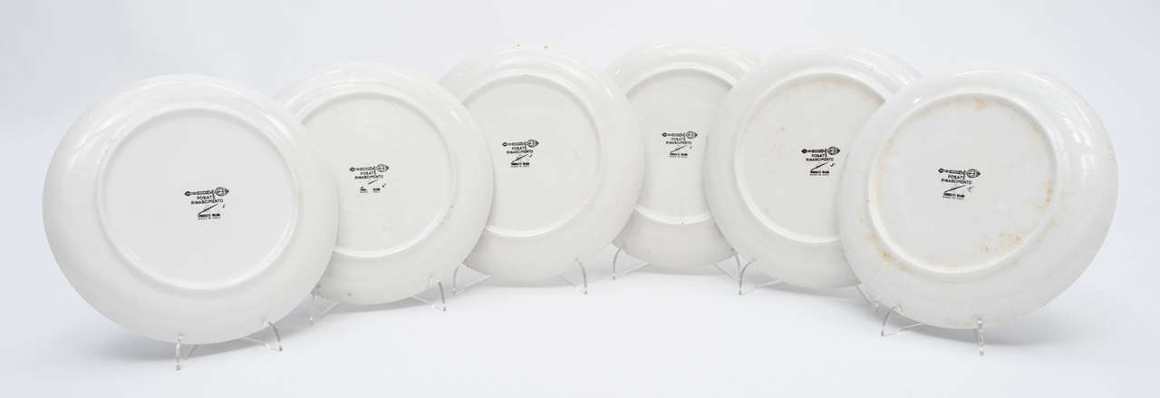 Italian Early Set of Six Plates by Piero Fornasetti