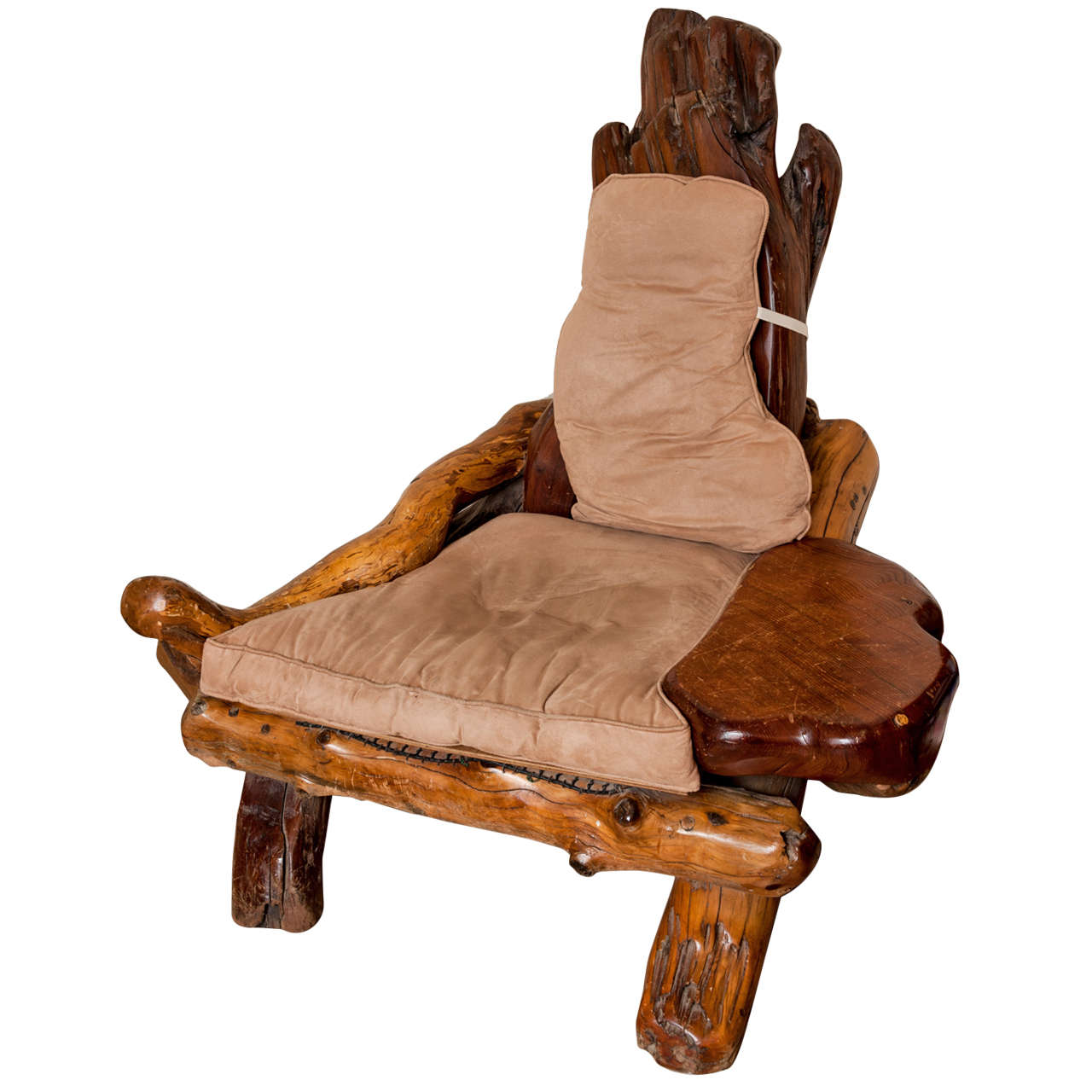 Lounge chair in Redwood, USA circa 1970 For Sale