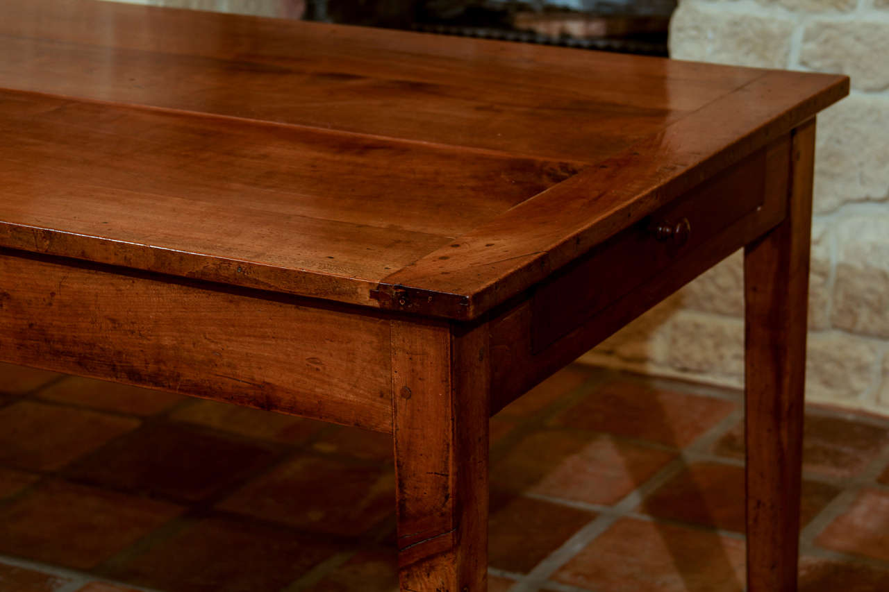 19th Century French Cherry Wood Farm Table For Sale
