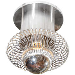 Diminutive Stainless Steel Ceiling Fixture With Coil Detail