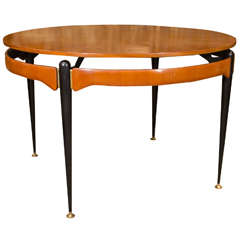 Round Oak Dining or Center Table 12