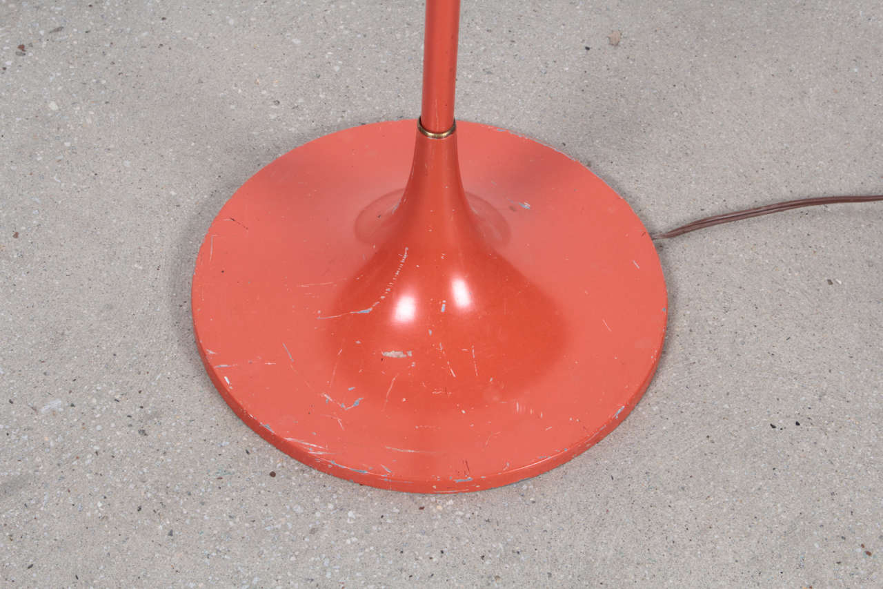 Mid-Century Modern Orange Gooseneck Floor Lamp by Laurel