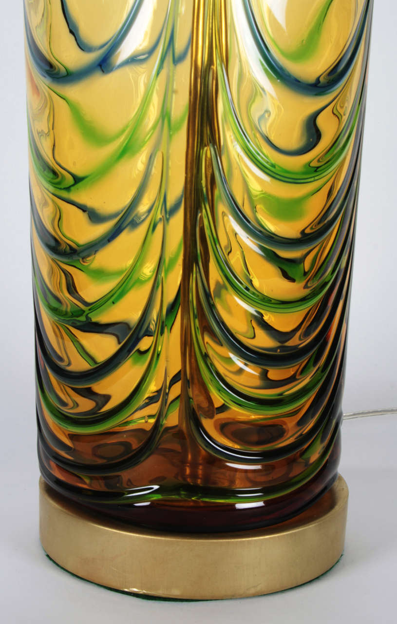 Mid-Century Modern Seguso Mid Century Acid Green Murano Glass Lamps