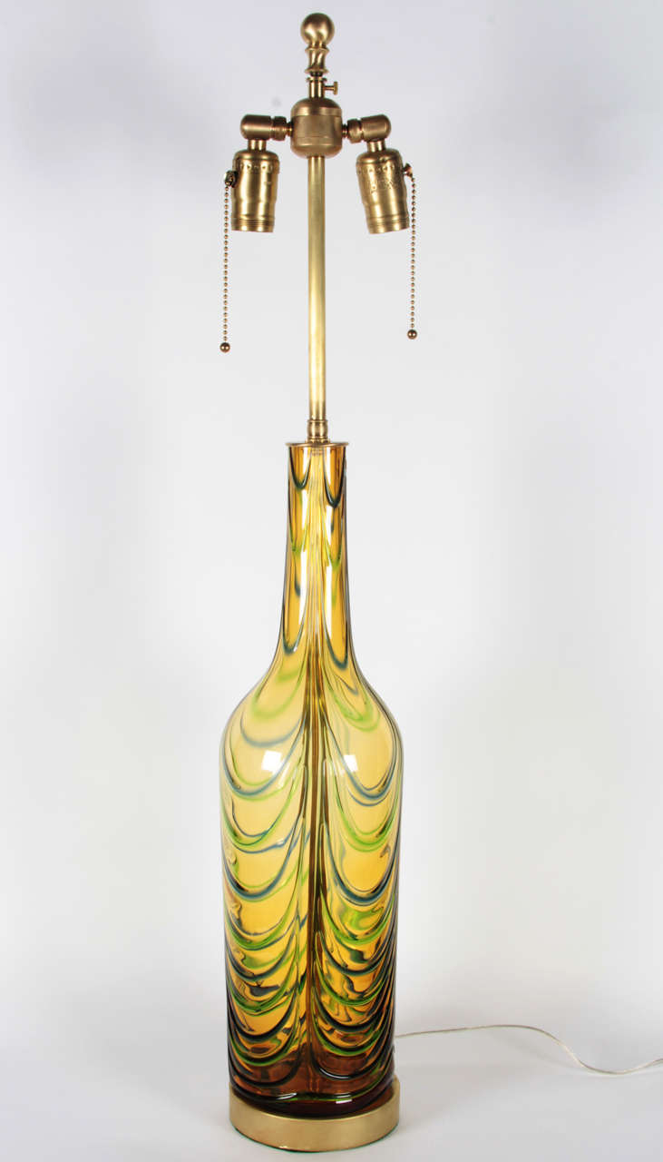 20th Century Seguso Mid Century Acid Green Murano Glass Lamps