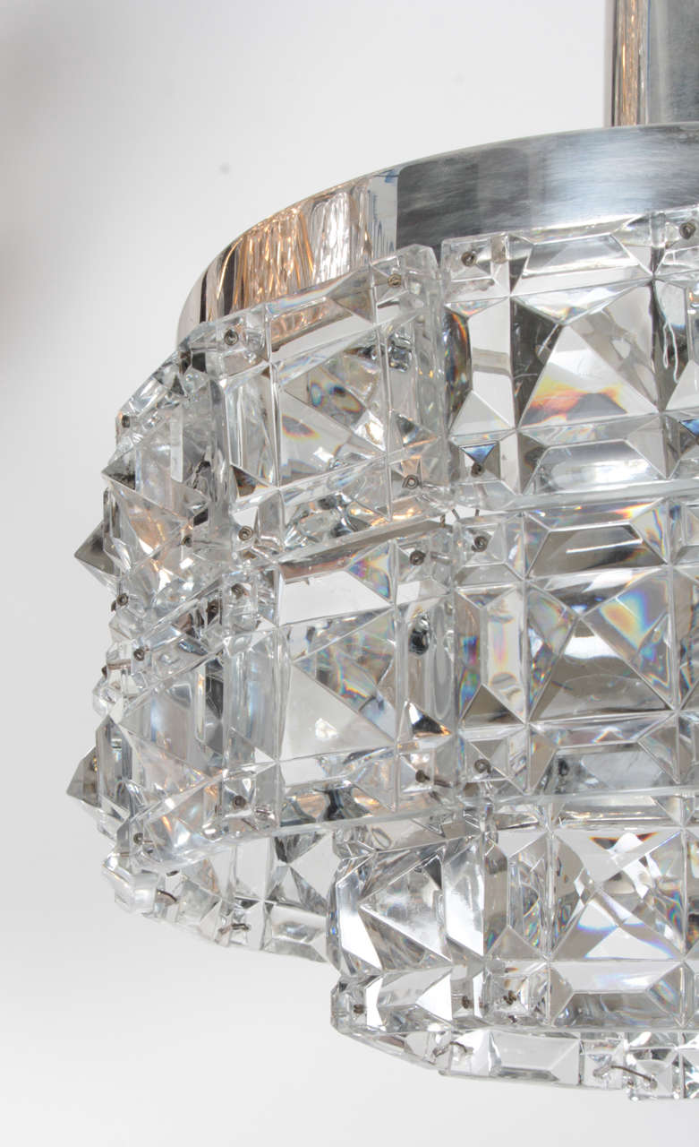 Art Deco Kinkeldey Faceted Crystal Prism Chandelier