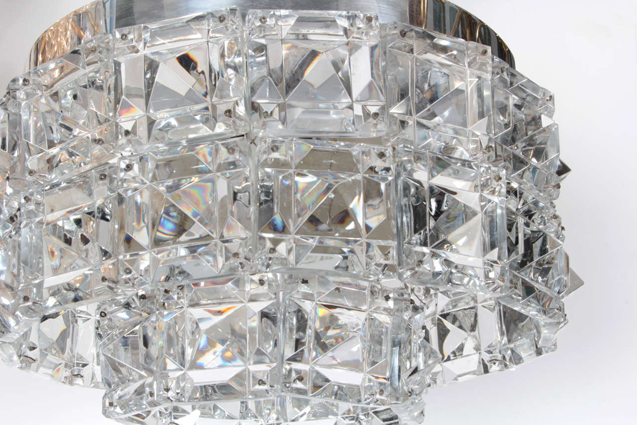 Austrian Kinkeldey Faceted Crystal Prism Chandelier