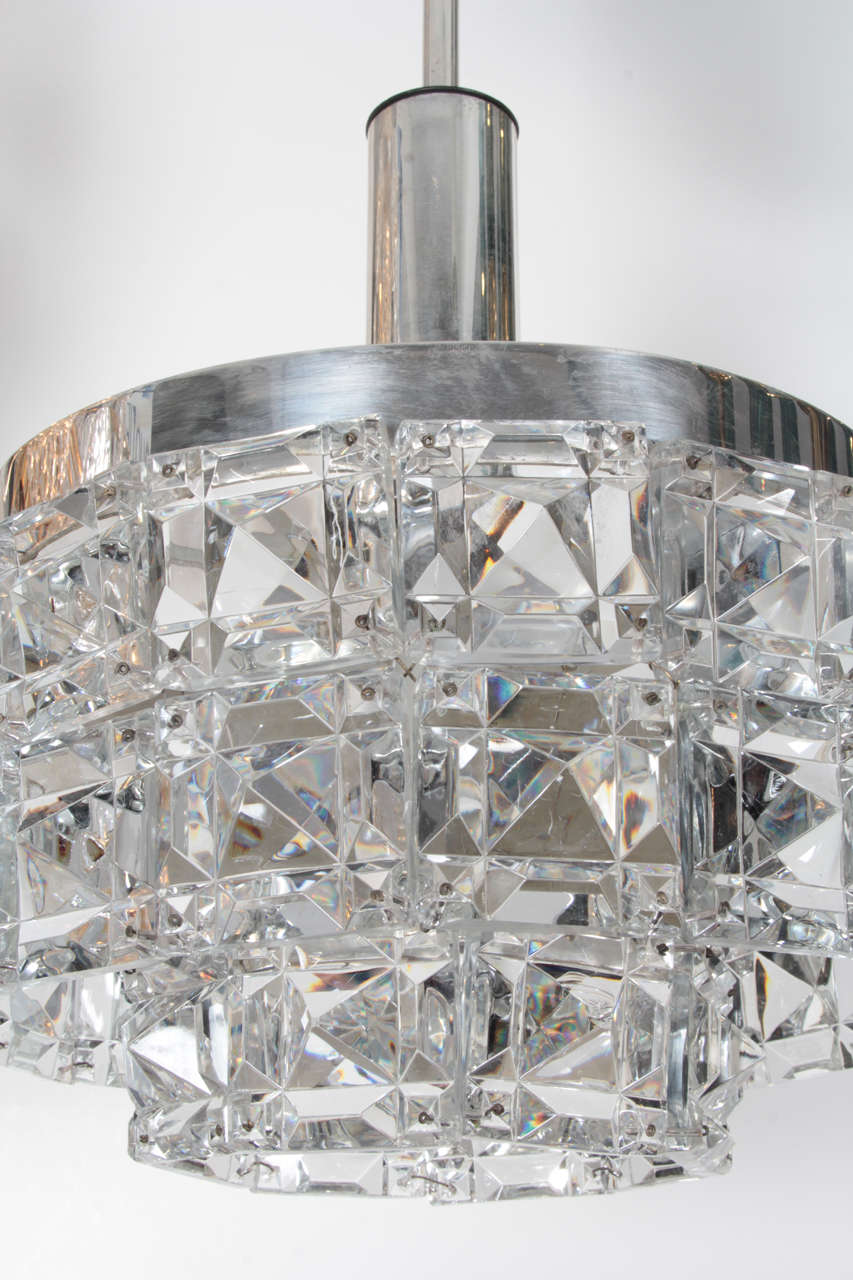 Kinkeldey Faceted Crystal Prism Chandelier In Excellent Condition In New York, NY