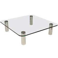 Glass and Chrome Coffee Table by Pace
