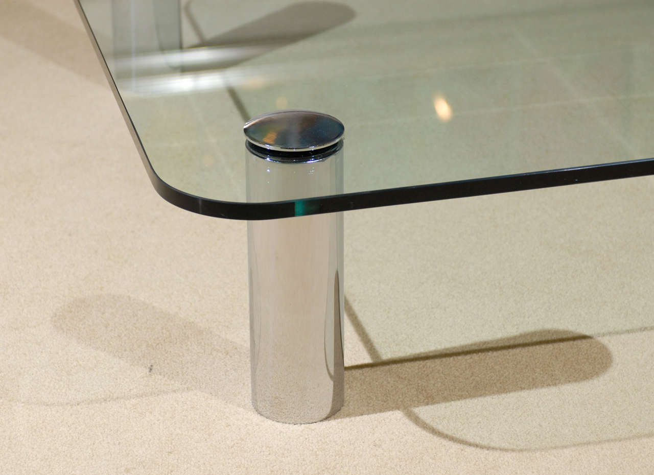 Mid-Century Modern Glass and Chrome Coffee Table by Pace