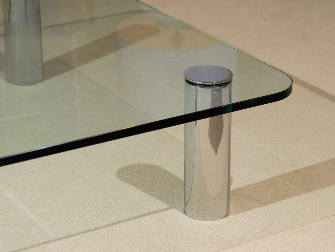 Italian Glass and Chrome Coffee Table by Pace