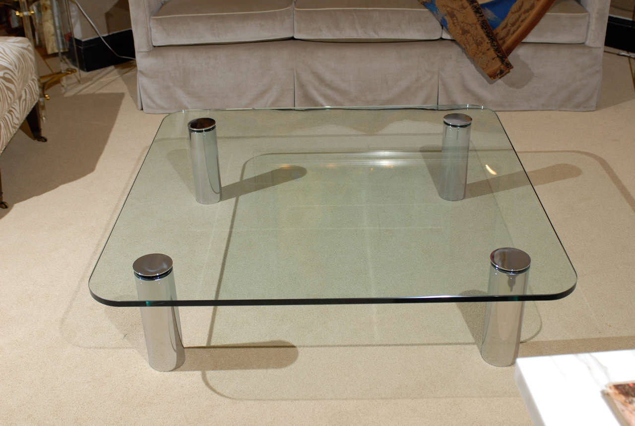 Glass and Chrome Coffee Table by Pace In Excellent Condition In Atlanta, GA