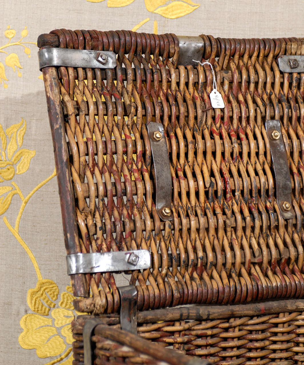 1940s Basket With Steel Straps and Handles 1