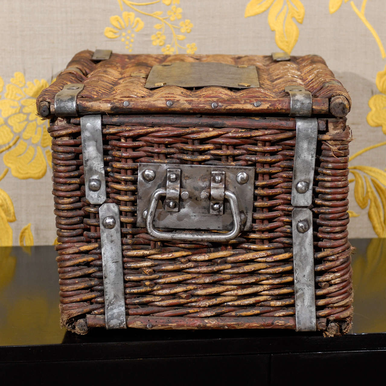 1940s Basket With Steel Straps and Handles 2