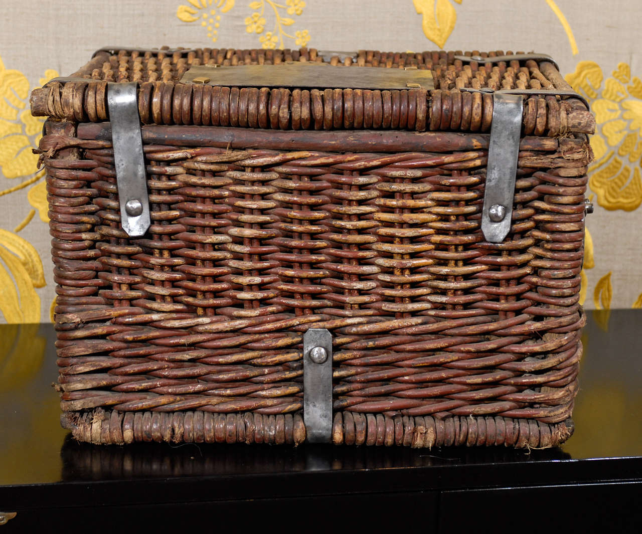 1940s Basket With Steel Straps and Handles 3