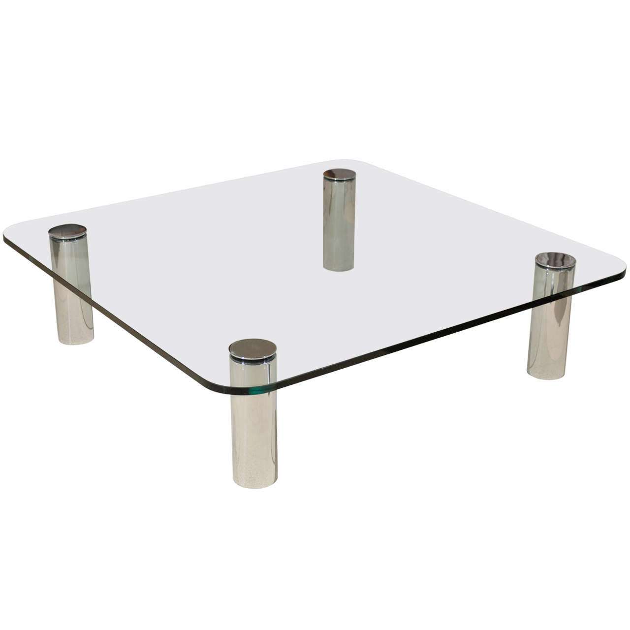 Glass and Chrome Coffee Table by Pace at 1stDibs