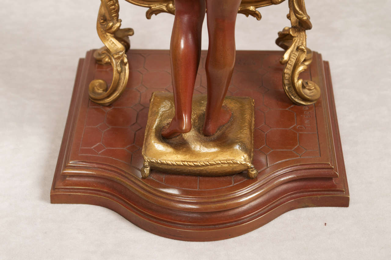 Glass Bronze Figure of a Nude Woman in Front of a Cheval Mirror