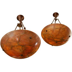 Pair of Alabaster Bowls Pendants