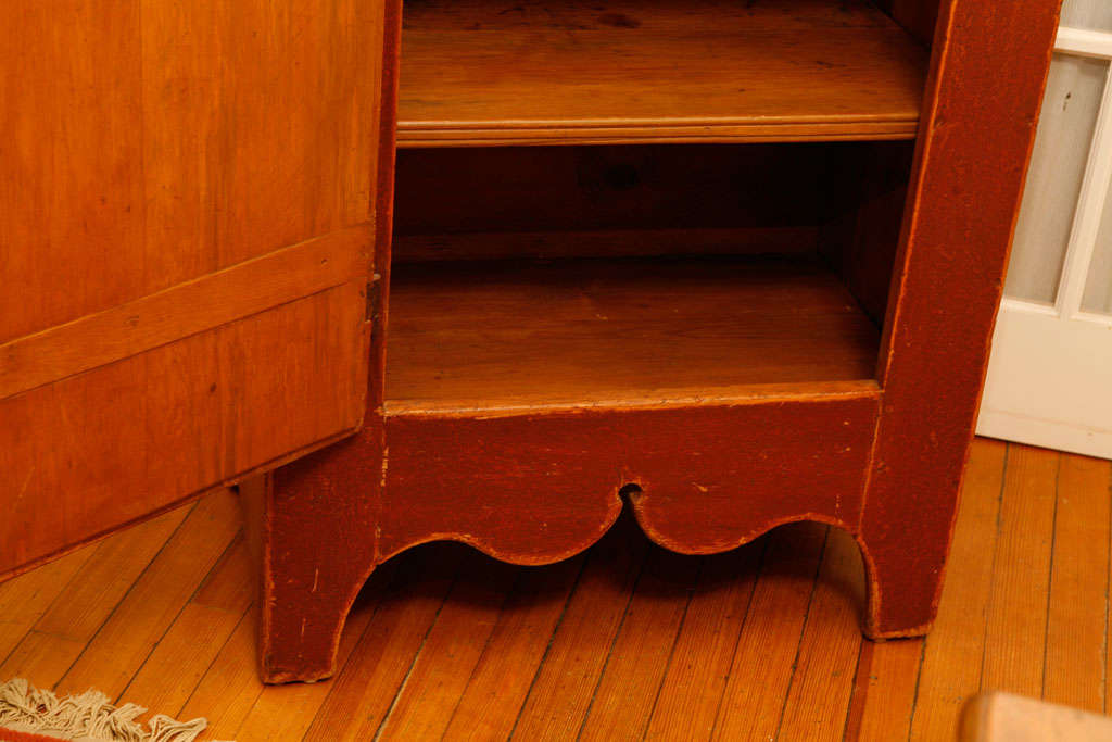 Red Canadian Painted Cupboard with Arched Door