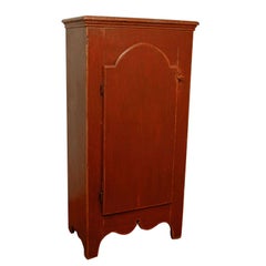Red Canadian Painted Cupboard with Arched Door
