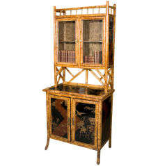 Antique English Bamboo and Lacquer Bookcase Etagere