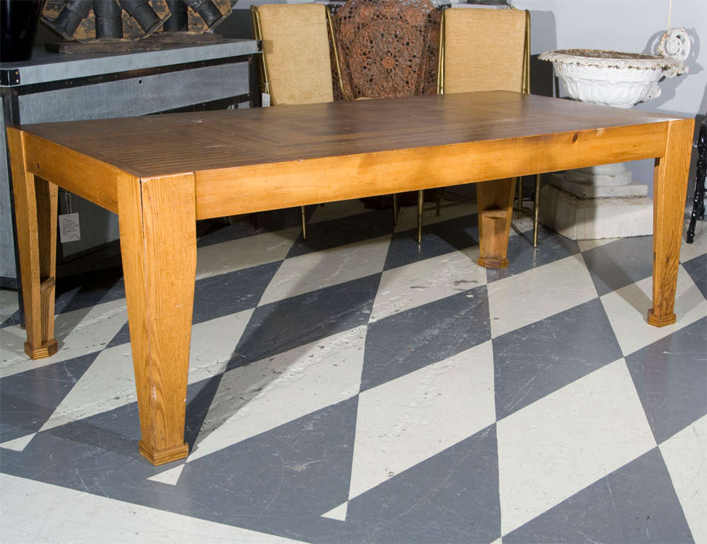 Handmade 1950'S Plywood Marquetry Top Dining Table