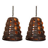 Vintage Pair of Iron Pendant Style Lamp