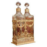 19th Empire Bronze Dore and Crystal Decanter Set