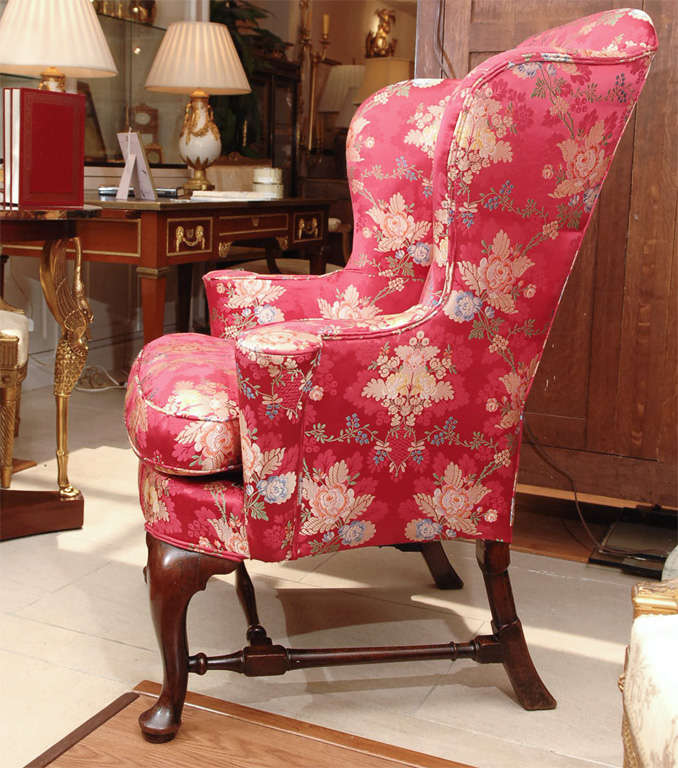 18th Queen Anne Mahogany Wing Chair In Excellent Condition In Dallas, TX