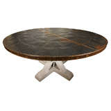 Zinc Topped Round Dining Table