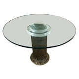 Lucite and Glass Round Table in the style of Florence Knoll