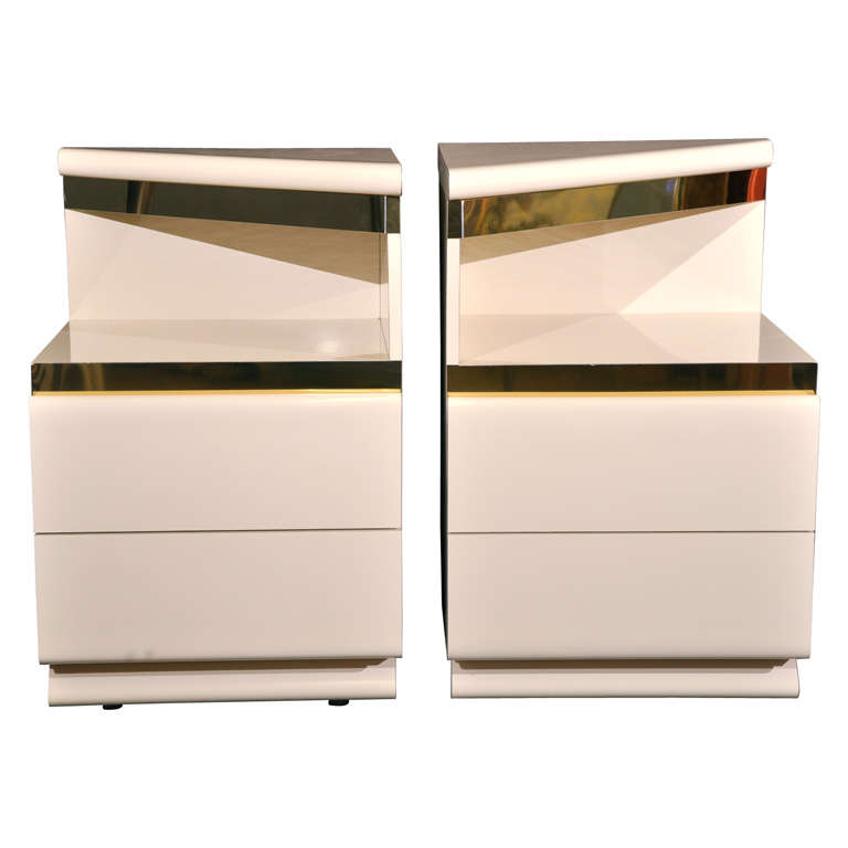Pair of Soft Cream Formica Nightstands