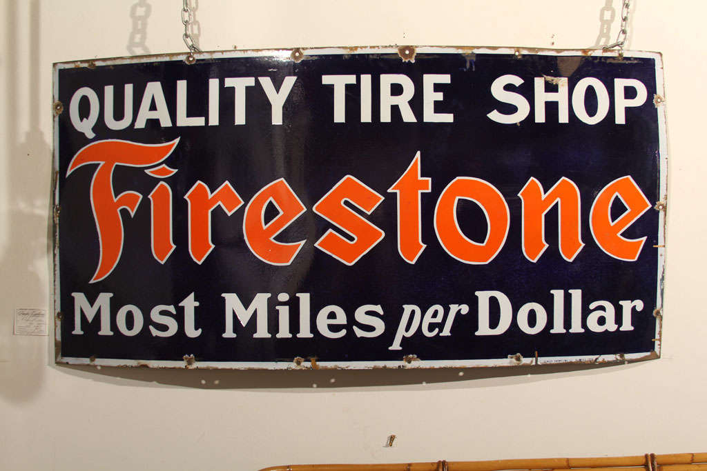 Industrial Porcelain Firestone sign from gas station