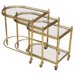 Maison Jansen Brass Rolling Nesting Tables 7